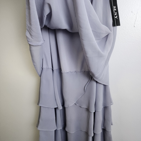 SL Fashions SLNY Women's Concrete Grey Tiered Chiffon Cocktail Dress NWT Size 10 - Picture 11 of 15